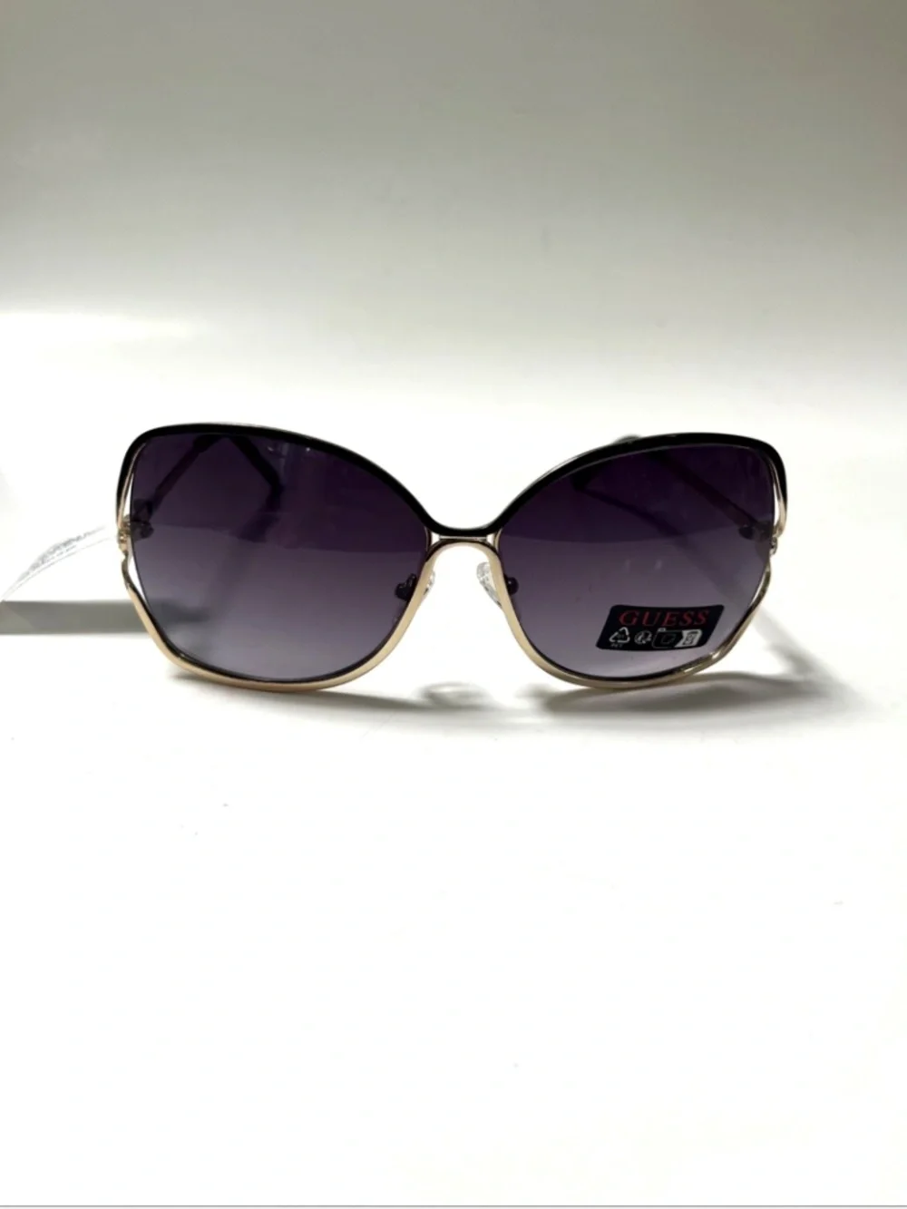 New GUESS Butterfly Oversized Sunglasses GO00040 Cut Out Black Gold Rhinestone
